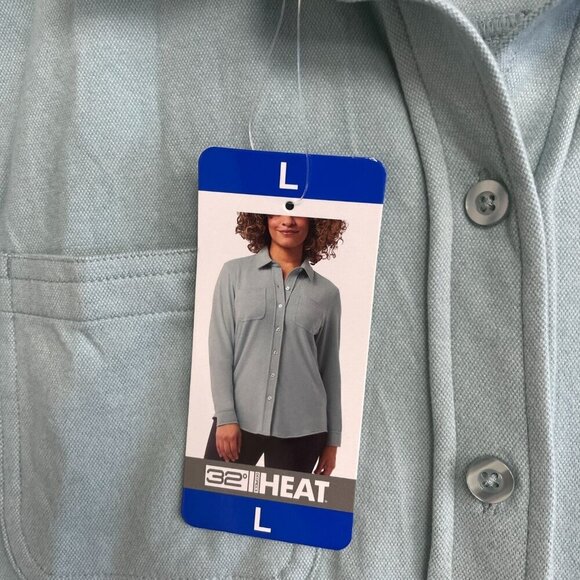 NEW 32 Degrees Heat Women's L Long Sleeve Button-Up Shirt Polyester Spandex - Picture 8 of 9